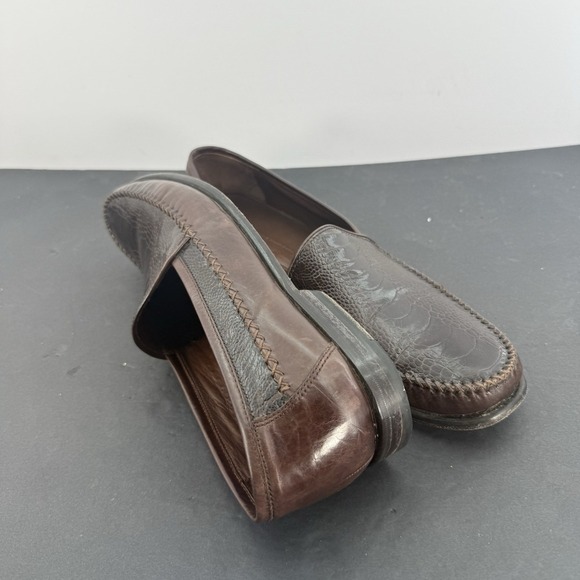 Johnston & Murphy Brown Croc Loafers Men's 10.5 M Leather Casual Shoes Slip On - Picture 9 of 16